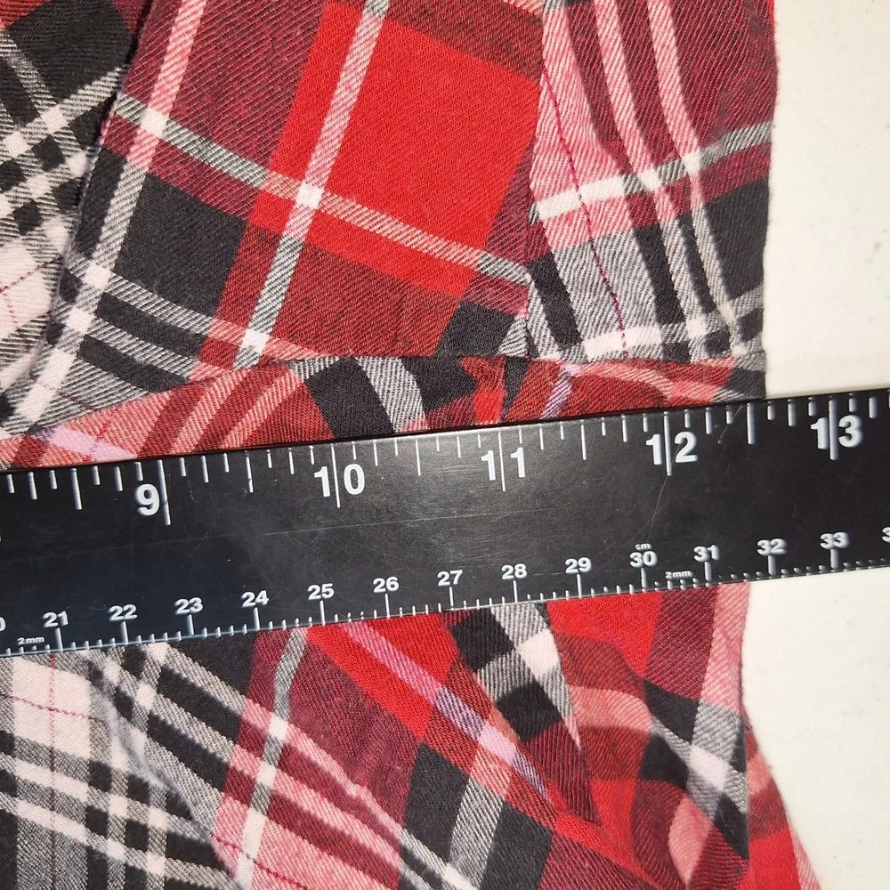 Cozy Plaid Pajama Joggers Victoria's Secret Large Red Black Pants Cuffed Ankles